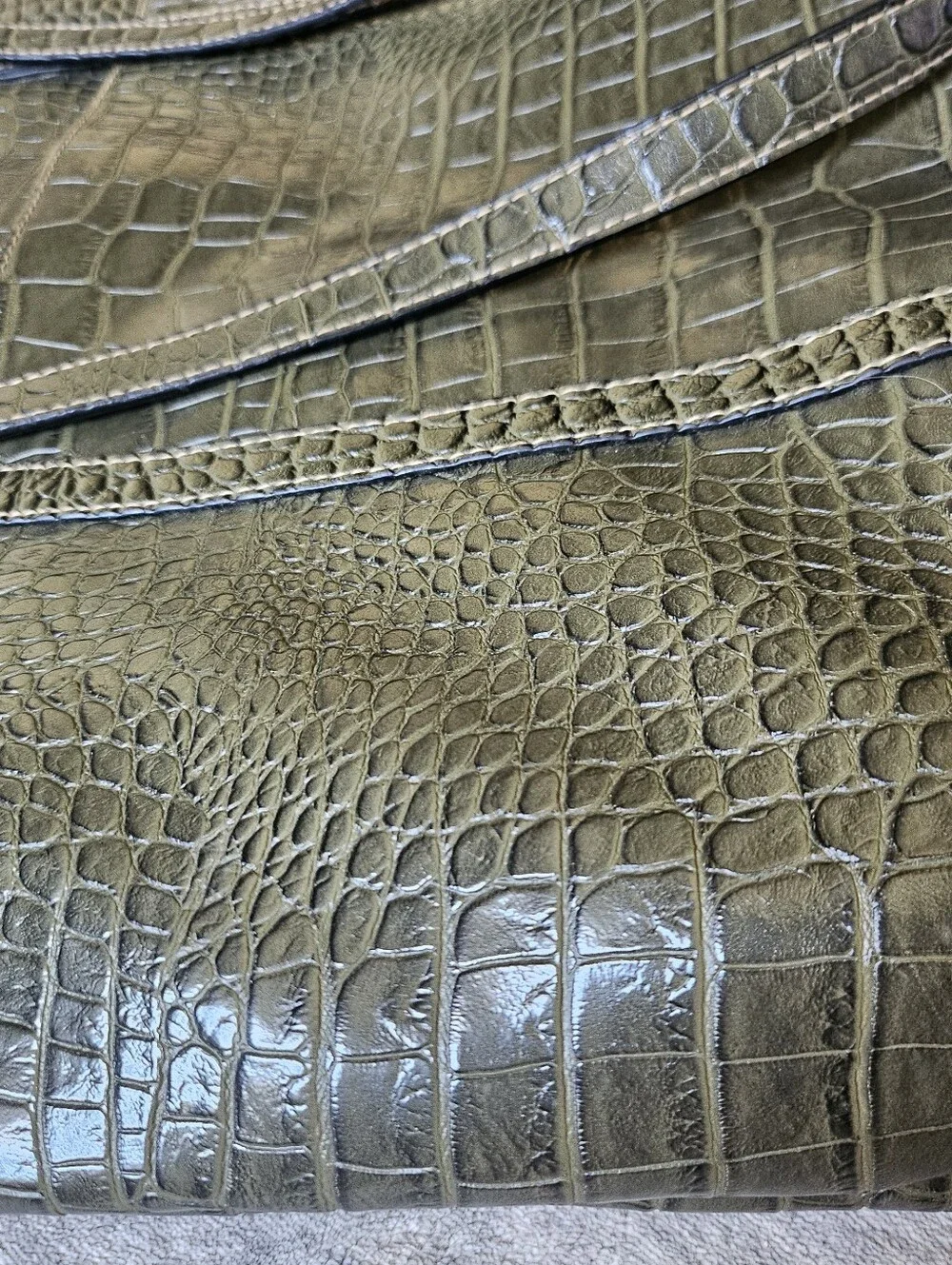 Worthington croc embossed olive green travel laptop bag